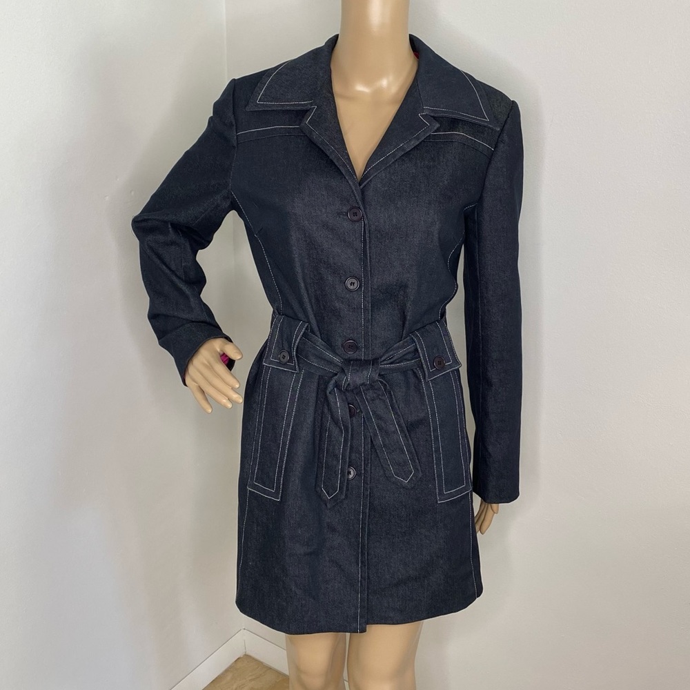 BNWOT Trina Turk Denim Trench Coat Hot Pink Liner